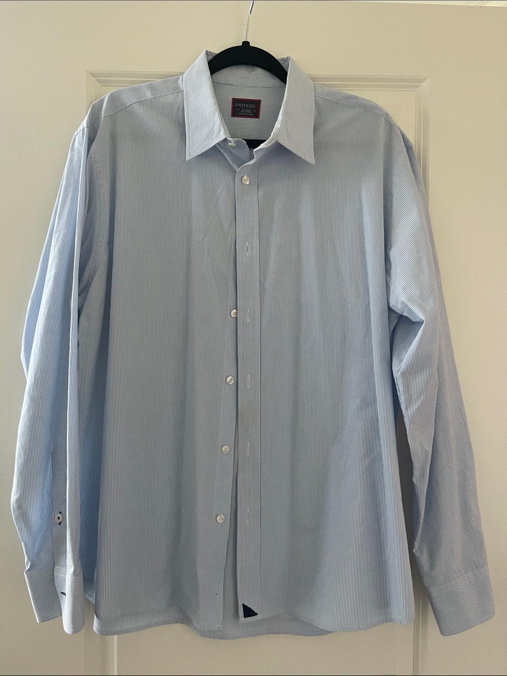 UNTUCKit Light Blue Striped Dress Shirt